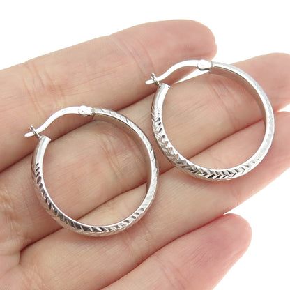 925 Sterling Silver Etched Arrow Hoop Earrings