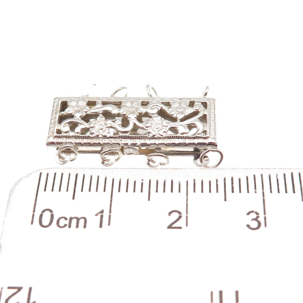 925 Sterling Silver Vintage Bracelet / Necklace Floral Box Lock Clasp