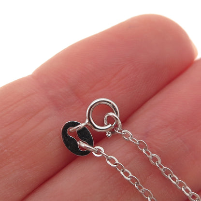 925 Sterling Silver Black Enamel Cross Round Tag Cable Chain Necklace 18"