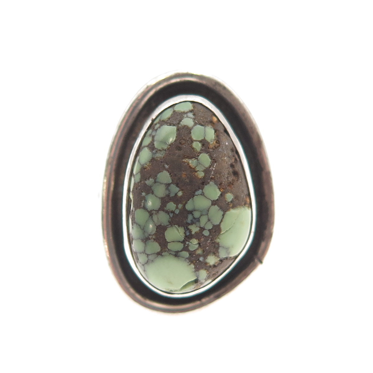 Old Pawn Sterling Silver Vintage Southwestern Peacock Turquoise Ring Size 4.5