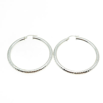 HAN 925 Sterling Silver Diamond-Cut Hoop Earrings