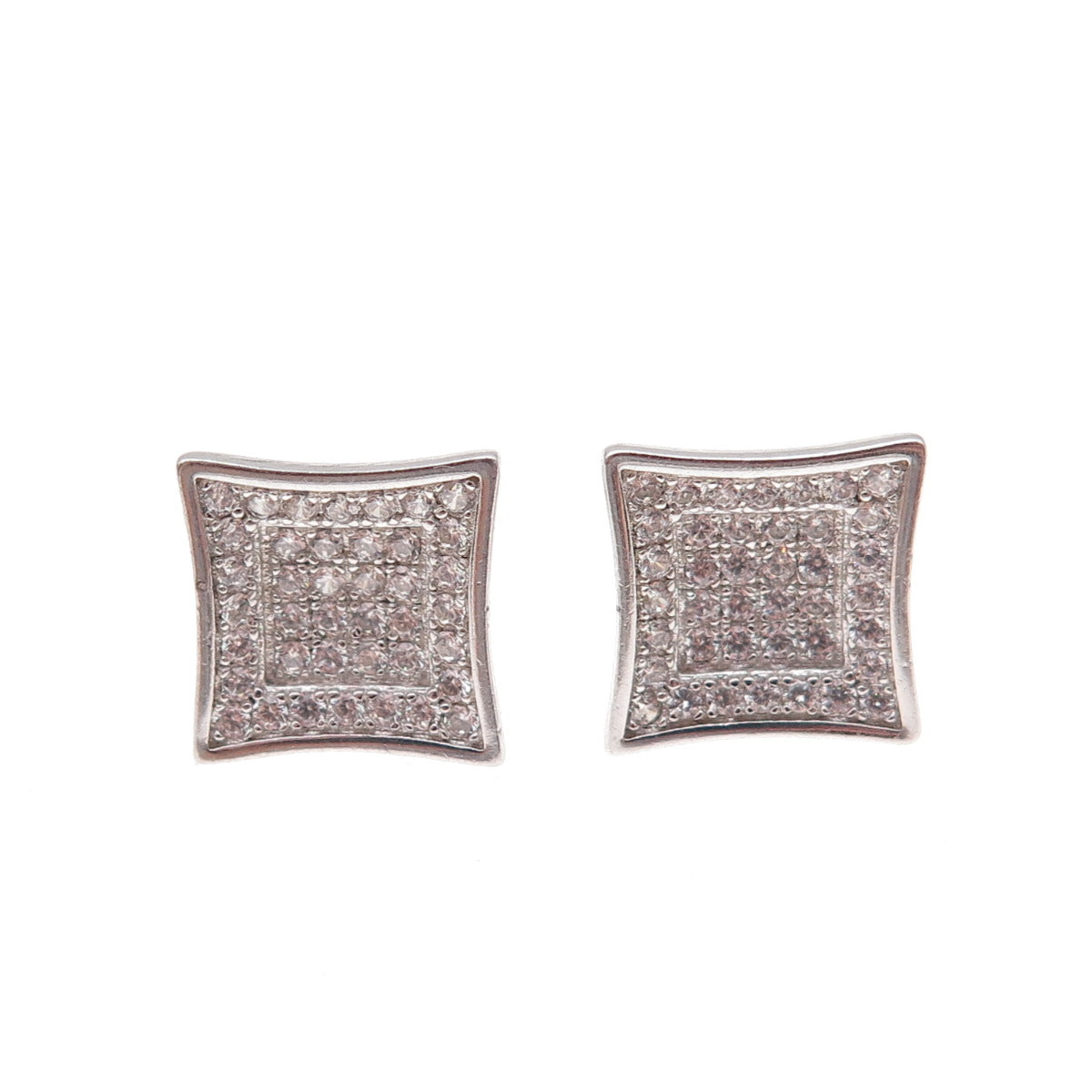 925 Sterling Silver Round-Cut C Z Stud Earrings