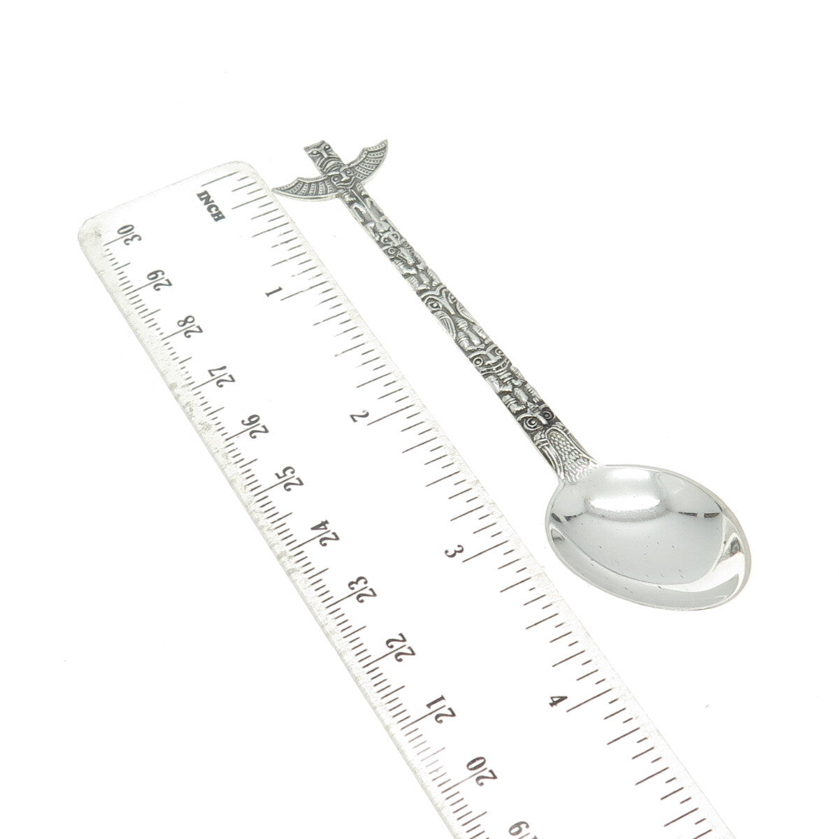 JOSEPH MAYER 925 Sterling Silver Antique Art Deco Alaska Totem Pole Coffee Spoon