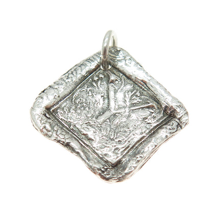 925 Sterling Silver Vintage PST Letter "Y" Initial Seal Stamp Pendant