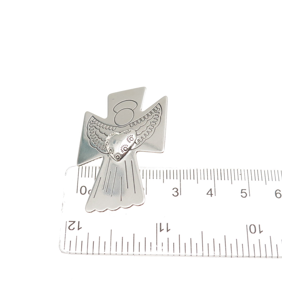 CAROLYN POLLACK 925 Sterling Silver Vintage Guardian Angel Cross Pin Pendant