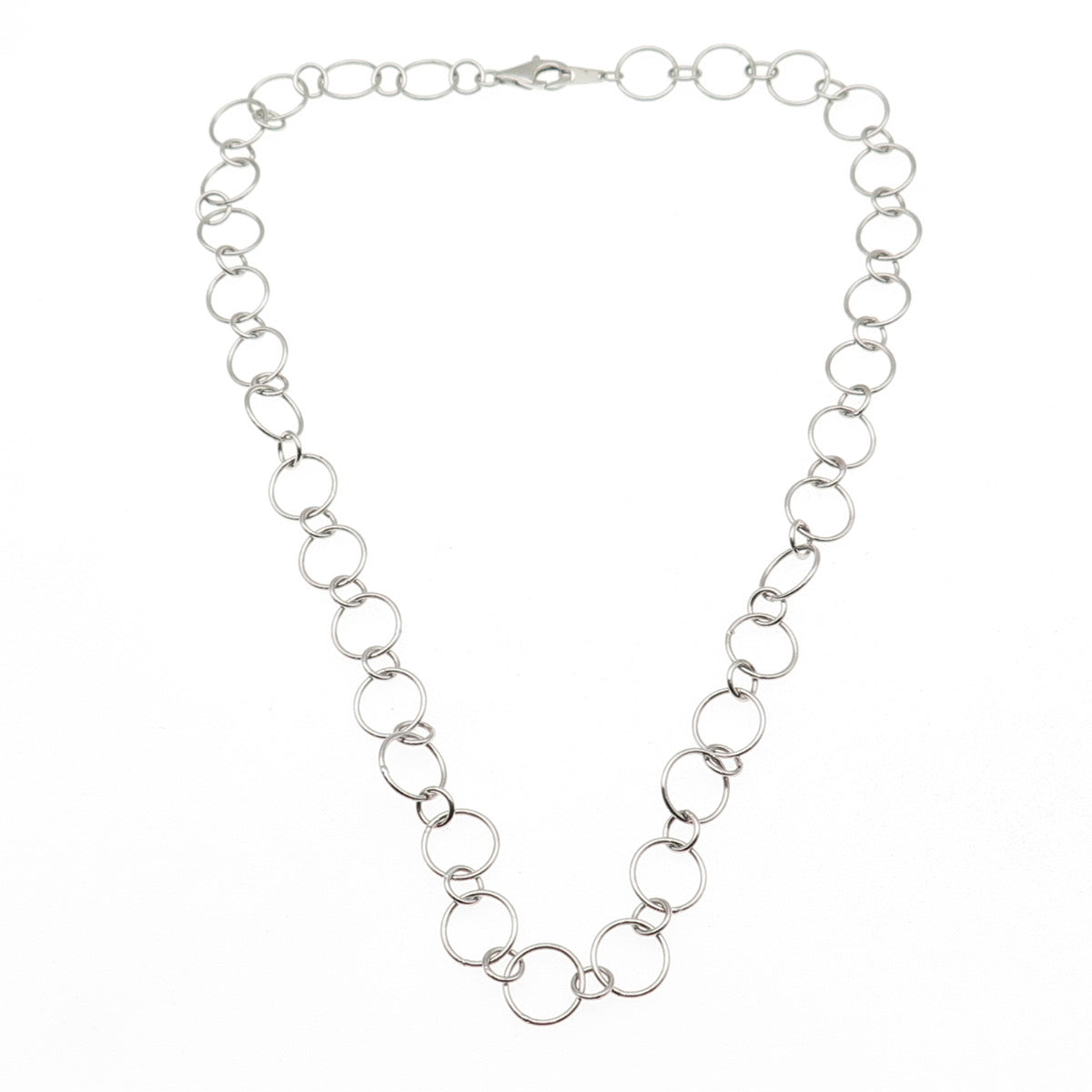 925 Sterling Silver Multi-Circle Chain Necklace 18"