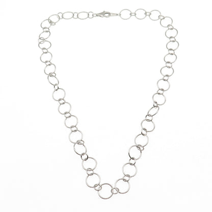 925 Sterling Silver Multi-Circle Chain Necklace 18"