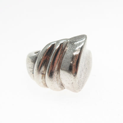 925 Sterling Silver Vintage Modernist Flame Oxidized Ring Size 6.25
