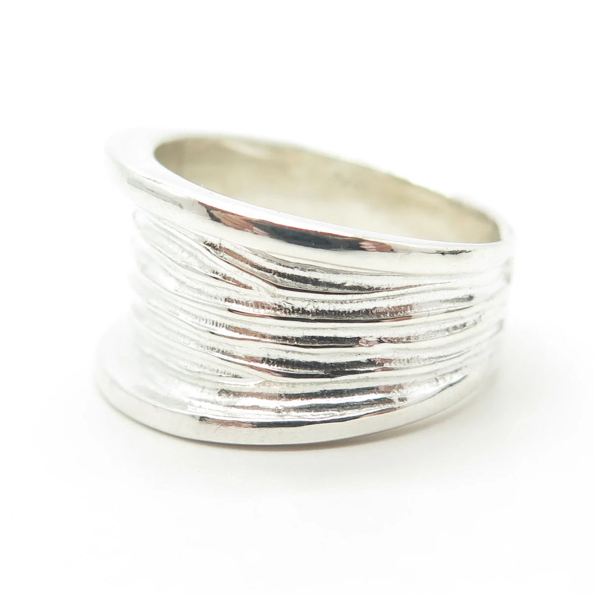 925 Sterling Silver Vintage Modernist Ring Size 8.25