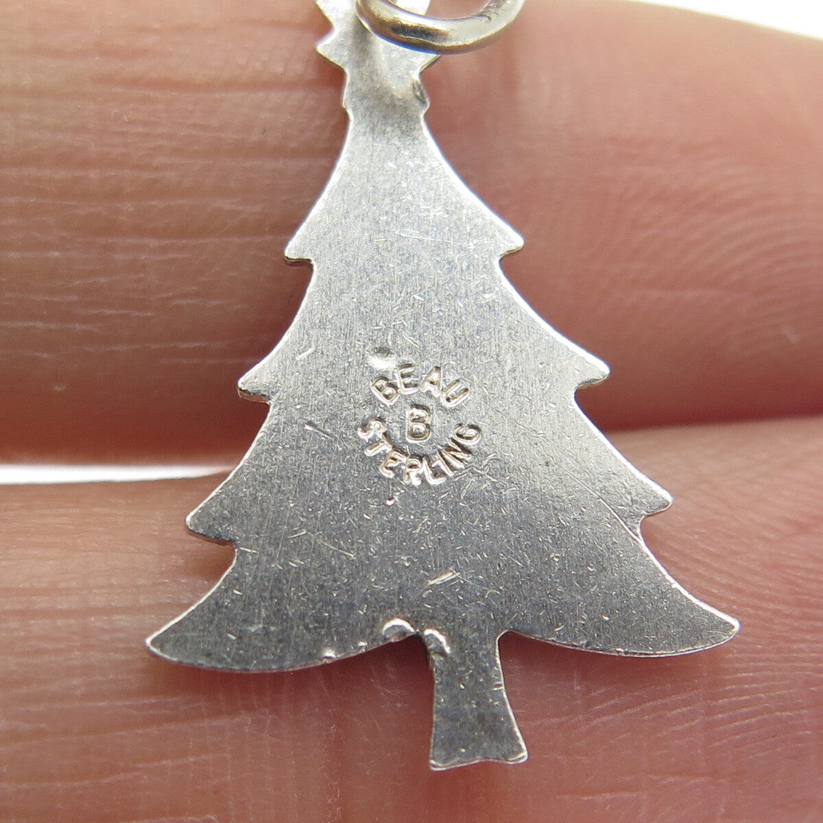 BEAU 925 Sterling Silver Antique Colorful Enamel Christmas Tree Charm Pendant