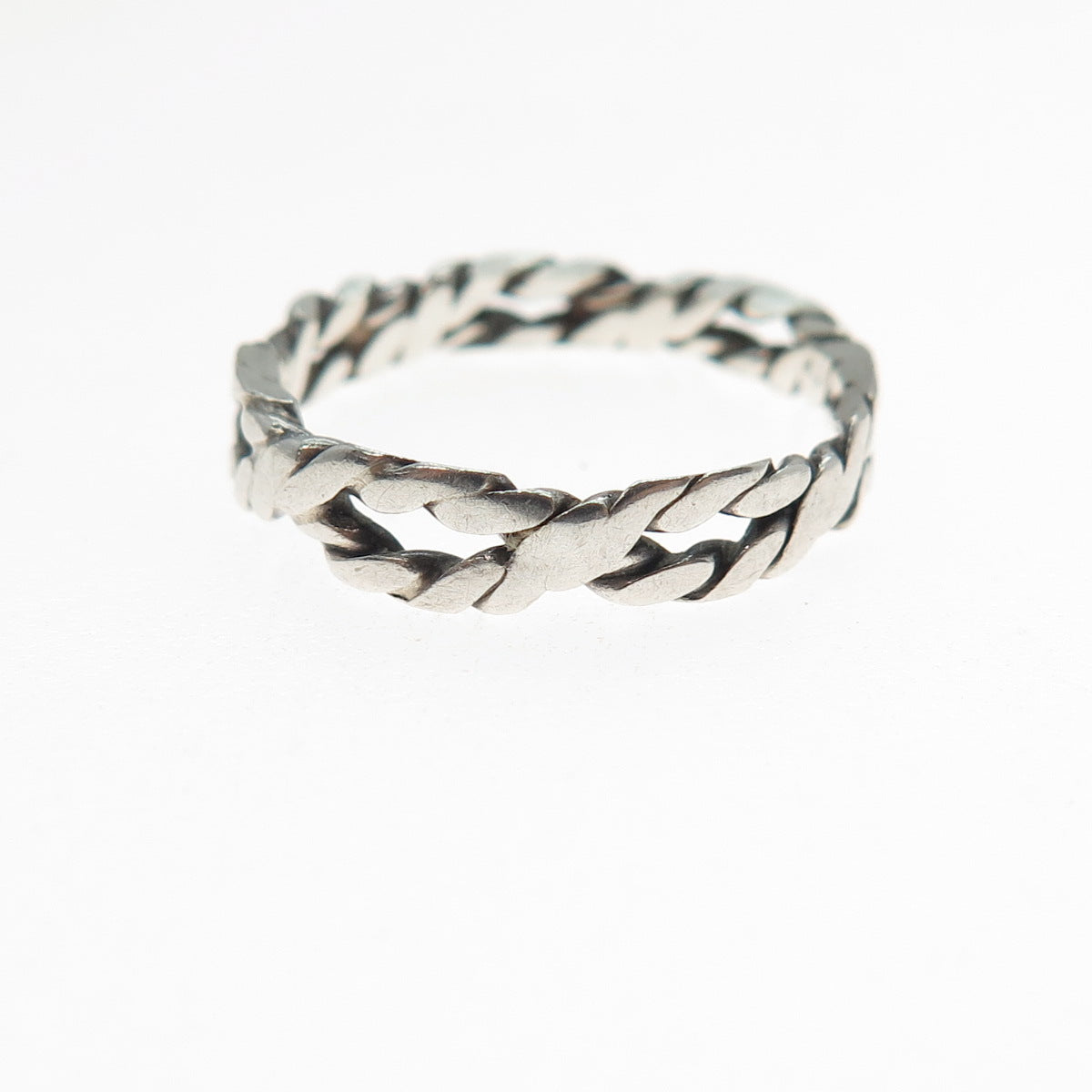 925 Sterling Silver Vintage Twisted Rope Braided Band Ring Size 6.25
