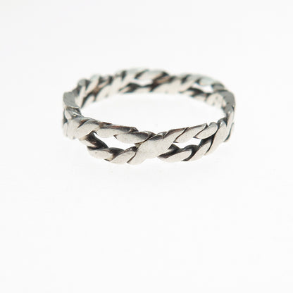 925 Sterling Silver Vintage Twisted Rope Braided Band Ring Size 6.25