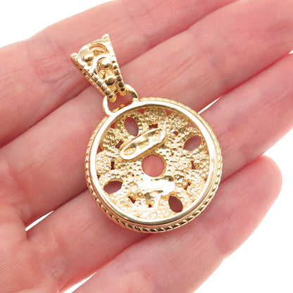 GioIelli Di Valenza 925 Sterling Gold Plated Italy Real Peach Coral Pendant