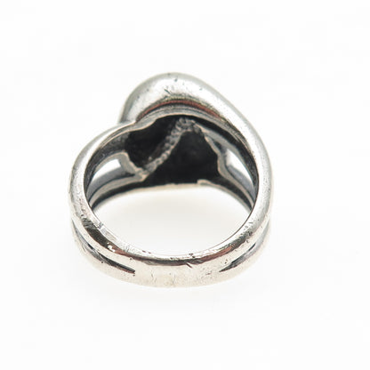 925 Sterling Silver Vintage Modernist Interlocked Yin Yang Oxidized Ring Size 7