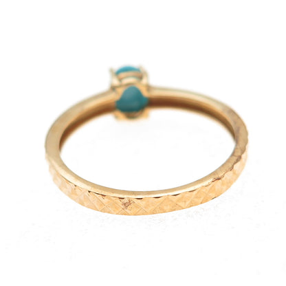 Chuck Clemency Sterling Gold Plated Real Turquoise Diamond-Cut Ring Size 8.25