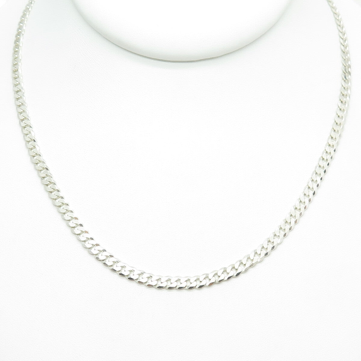 925 Sterling Silver Italy Cuban Chain Necklace 18"
