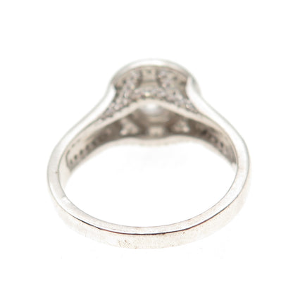 925 Sterling Silver Round-Cut C Z Engagement Ring Size 8