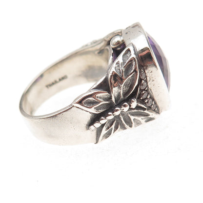 Seiden Gang Sterling Silver Vintage Real Amethyst & C Z Butterfly Ring Size 8