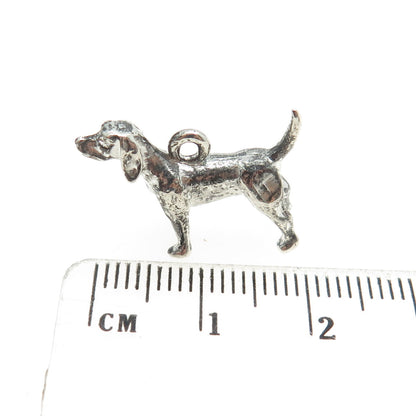 925 Sterling Silver Antique Art Deco Dog / Puppy 3D Charm Pendant