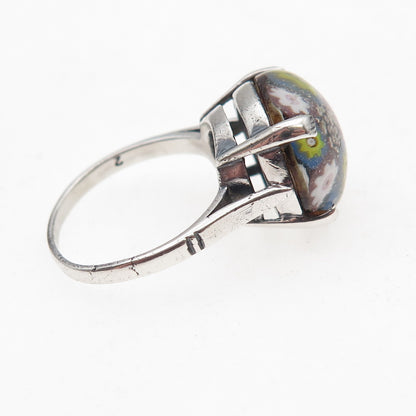 Caithness Glass 925 Sterling Vintage 1972 Birmingham Murano Glass Ring Size 6