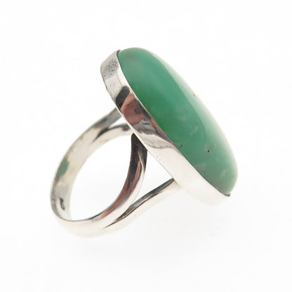 925 Sterling Silver Vintage Real Cabochon Chrysoprase Ring Size 7.5