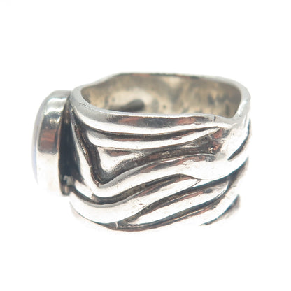 SILPADA 925 Sterling Silver Vintage Real Pearl Modernist Oxidized Ring Size 7.25