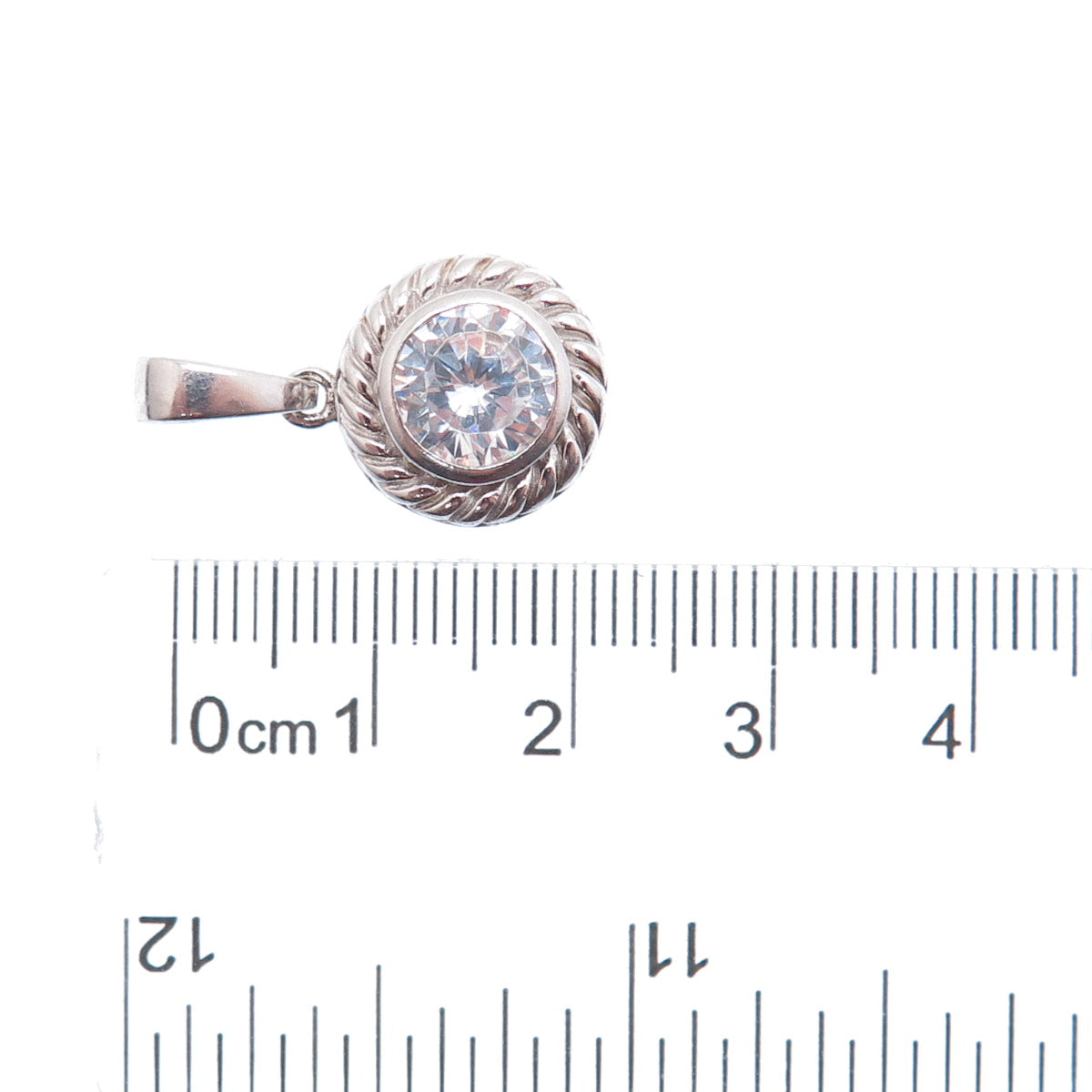 925 Sterling Silver Round-Cut C Z Minimalist Charm Pendant