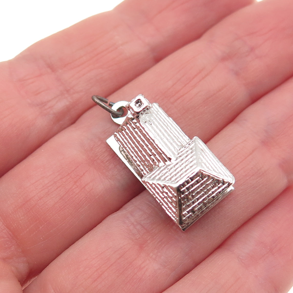 Spencer Co. 925 Sterling Silver Vintage House 3D Mini Charm Pendant