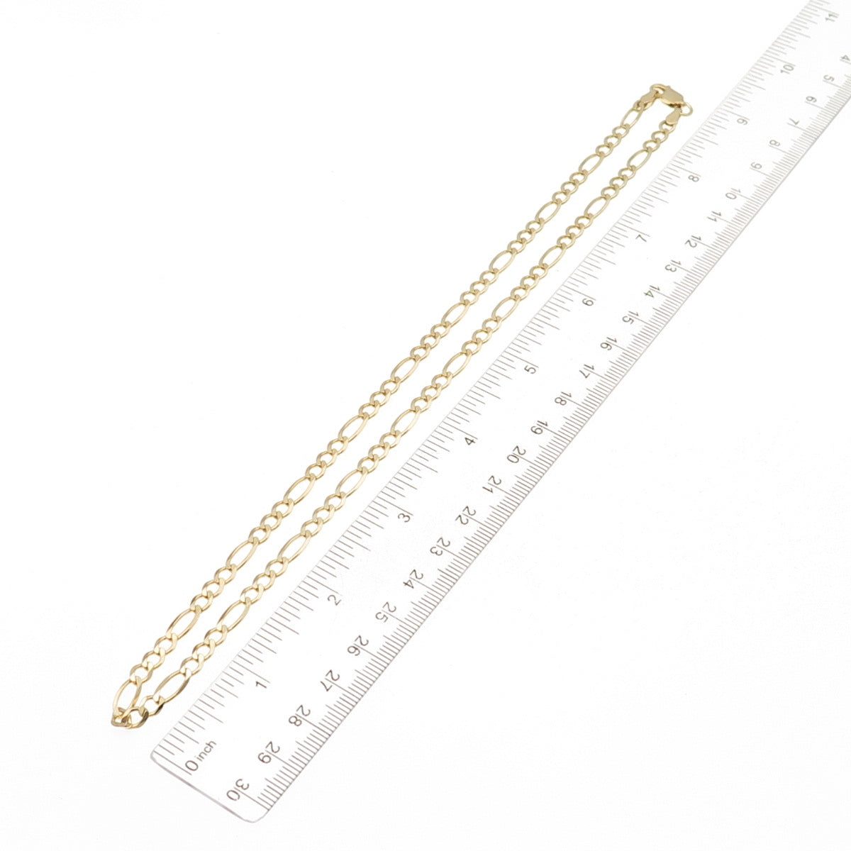Han 925 Sterling Silver Gold Plated Italy Figaro Chain Necklace 18"