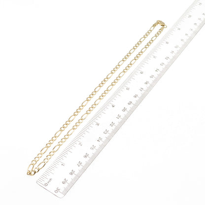 Han 925 Sterling Silver Gold Plated Italy Figaro Chain Necklace 18"