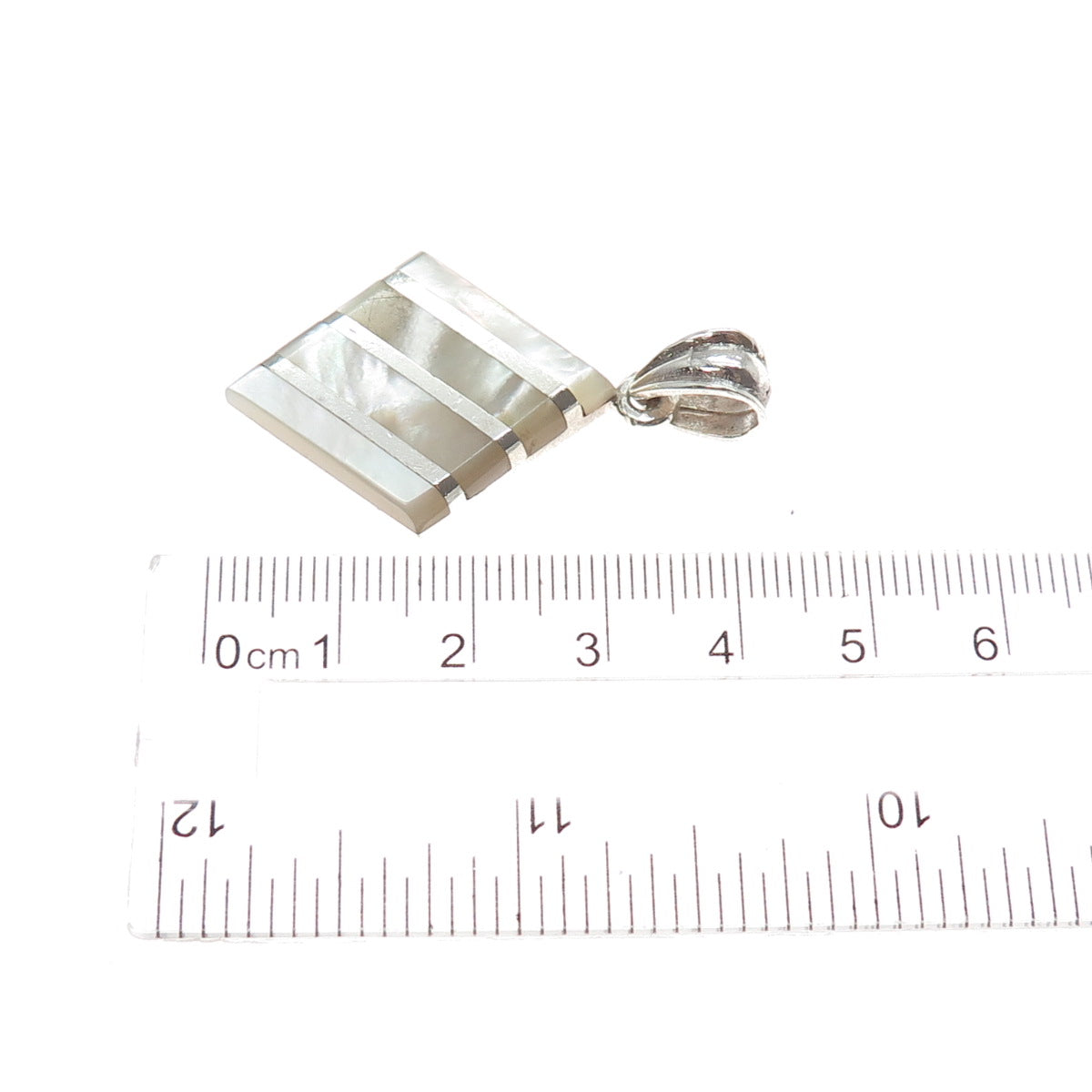 925 Sterling Silver Vintage Real Mother-of-Pearl Charm Pendant