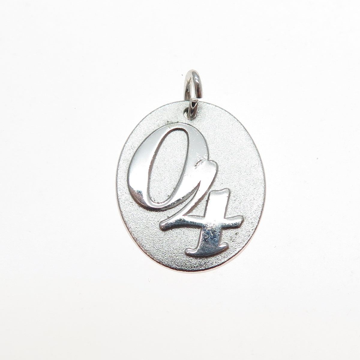 JOSTENS 925 Sterling Silver Vintage 04 Lucky Number Tag Charm Pendant