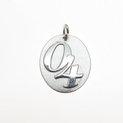 JOSTENS 925 Sterling Silver Vintage 04 Lucky Number Tag Charm Pendant