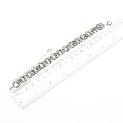 1/20 12K White Gold Filled Antique Art Deco Double Rolo Link Bracelet 6.75"