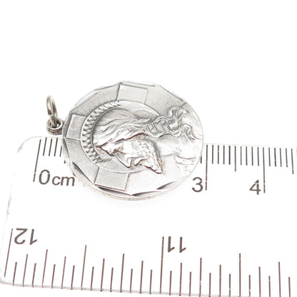 925 Sterling Silver Vintage Jesus Cross Protestant Medal Charm Pendant