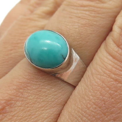 PAOLA VALENTINI Sterling Silver Vintage Lone Mountain Turquoise Ring Size 7.75