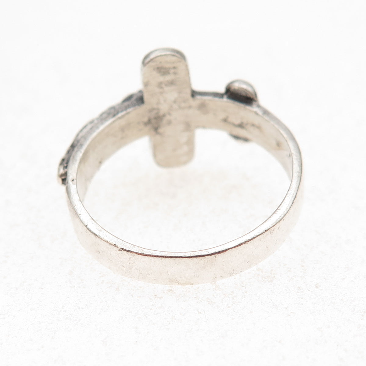 925 Sterling Silver Vintage Crucifix Cross Oxidized Ring Size 10.75