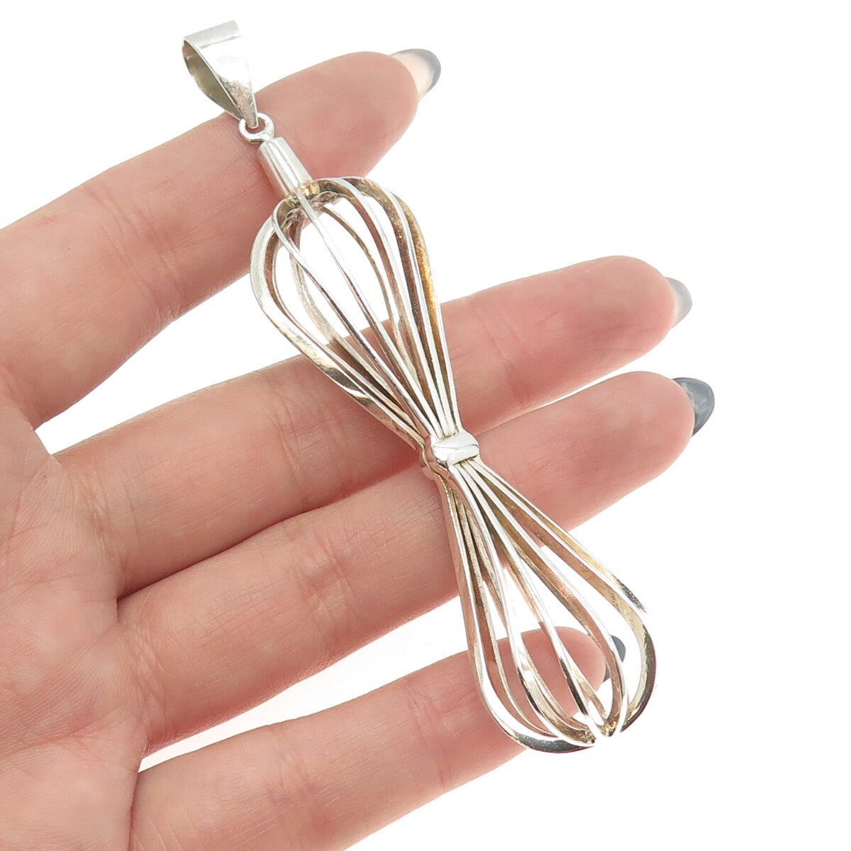 925 Sterling Silver Vintage Modernist Hourglass Pendant