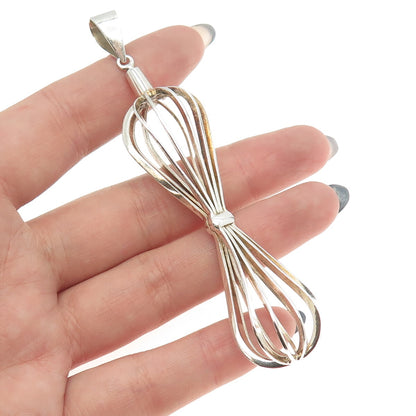 925 Sterling Silver Vintage Modernist Hourglass Pendant