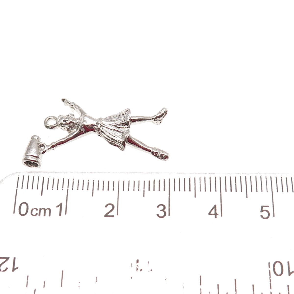 925 Sterling Silver Vintage Cheerleader Charm Pendant