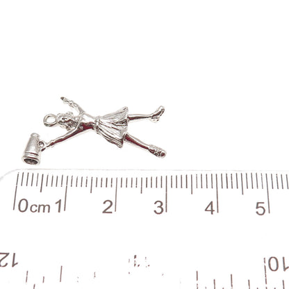 925 Sterling Silver Vintage Cheerleader Charm Pendant