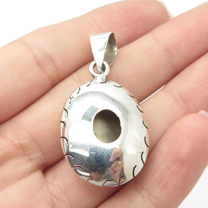 925 Sterling Silver Vintage Real Tiger Eye Gem Handmade Oval Amulet Pendant