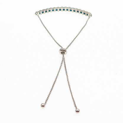 Chuck Clemency 925 Sterling Silver Real Turquoise Adjustable Bracelet 6-9.75"