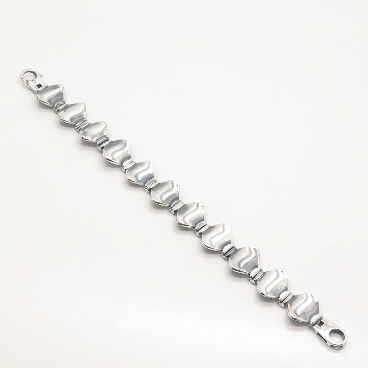 925 Sterling Silver Vintage Itaor Modernist Panel Link Bracelet 7.5"
