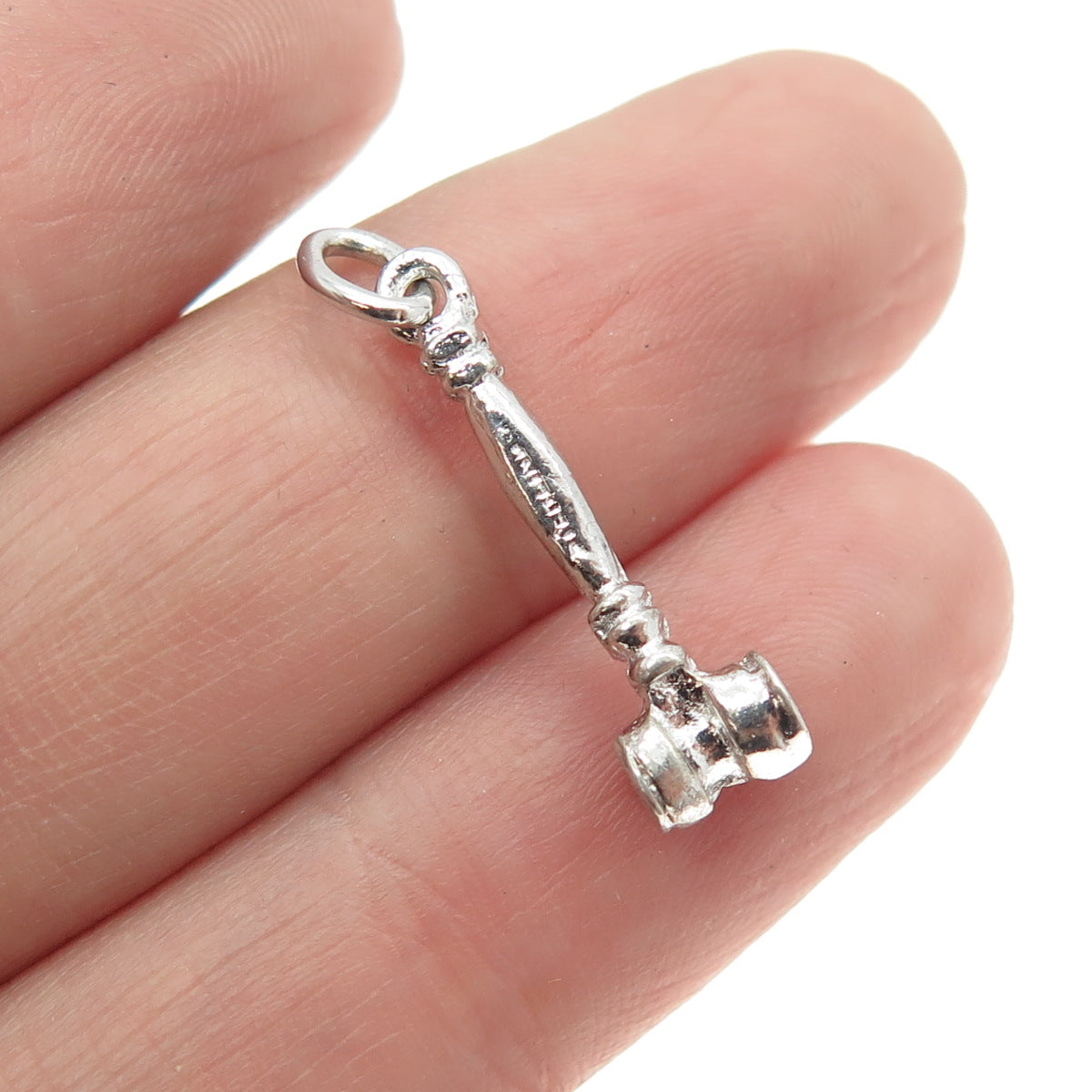 925 Sterling Silver Antique Art Deco Hammer 3D Charm Pendant