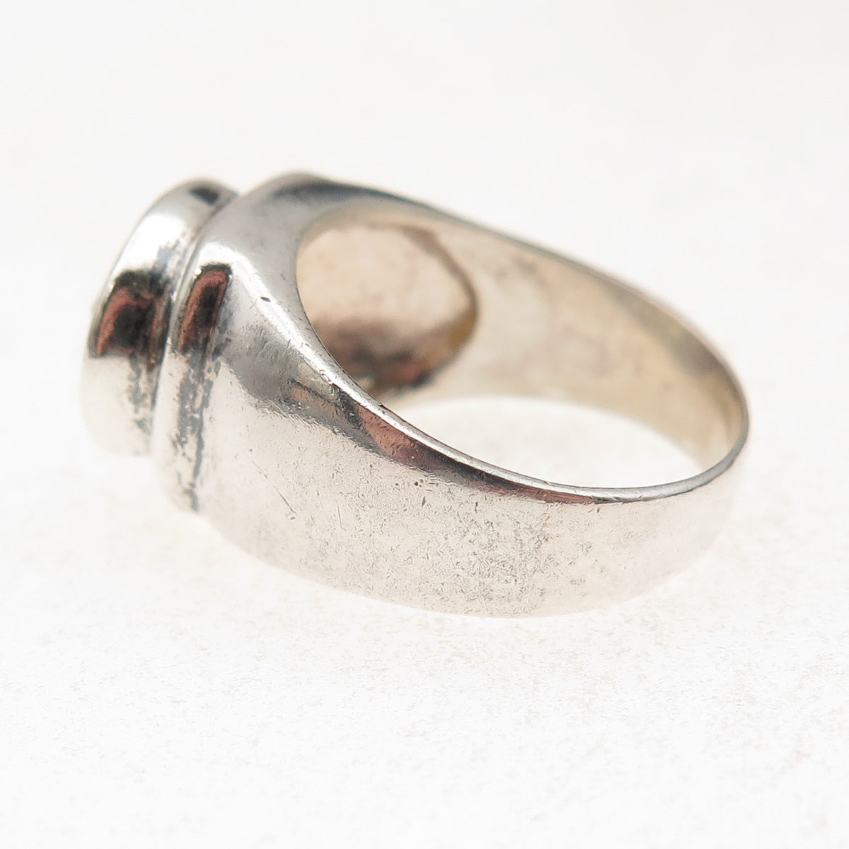 925 Sterling Silver Vintage Real Citrine Modernist Oxidized Ring Size 7.25