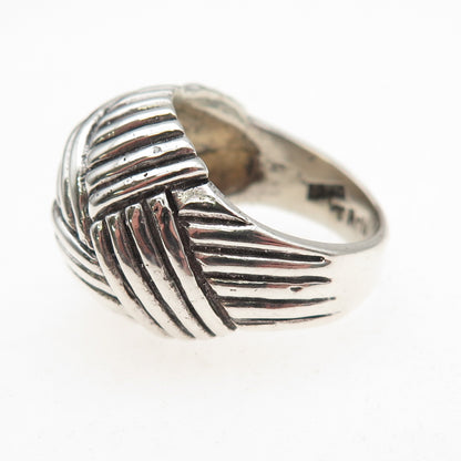 925 Sterling Silver Vintage Mexico Modernist Dome Oxidized Ring Size 6