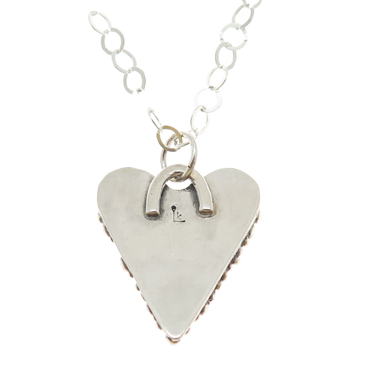 KATHERINE LINCOLN 925 Sterling Vintage Moonstone Modernist Heart Necklace 16"