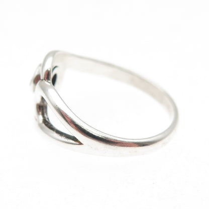 925 Sterling Silver Vintage Real Amethyst Modernist Swirl Ring Size 6.75