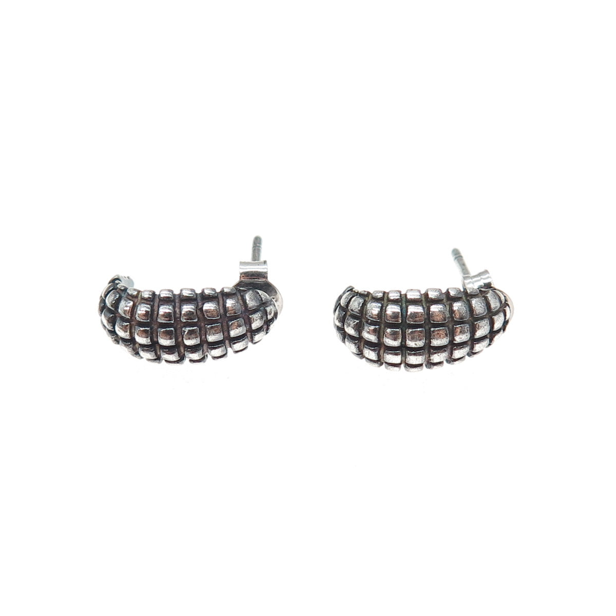 SLV SADYE L VASSIL Sterling Silver Vintage Dragon Skin Oxidized Hoop Earrings
